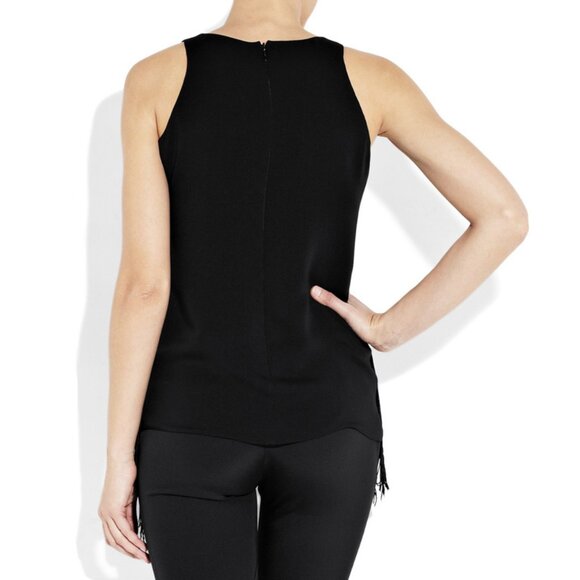 GUCCI TOP BLACK SILK LONG FRINGE SLEEVELESS sz IT 42 US 6 - Picture 3 of 14